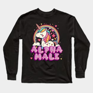 Alpha Male Unicorn Design Long Sleeve T-Shirt